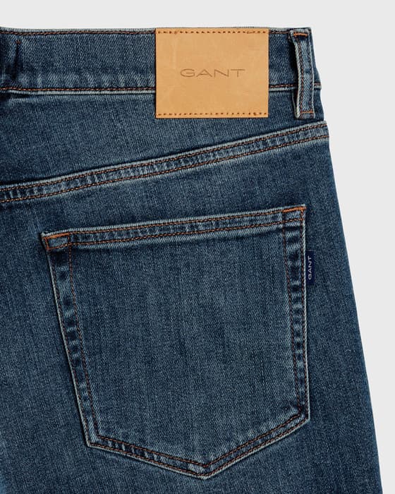 Slim fit mid rise straight leg