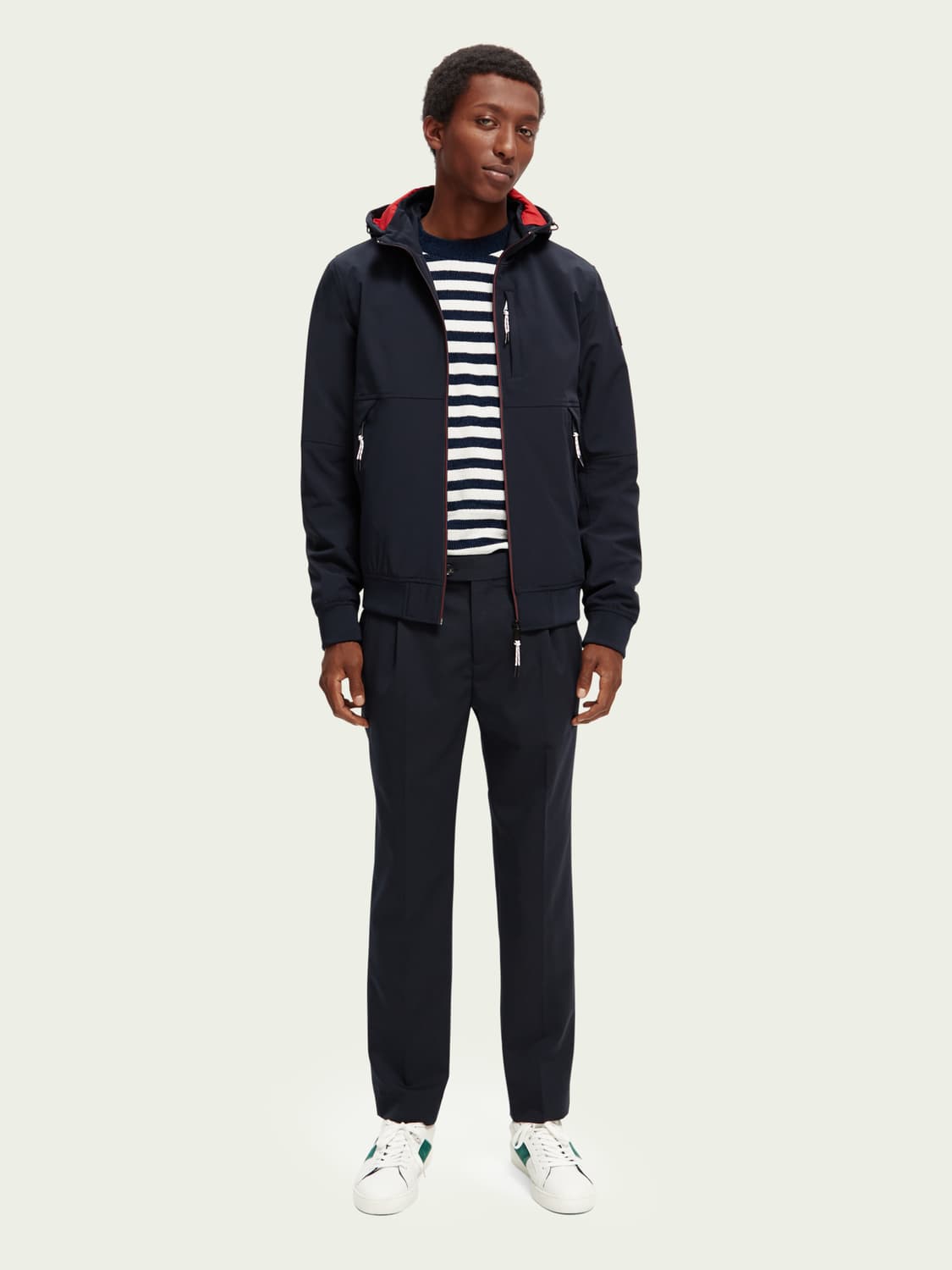 Stretch nylon hooded jacket