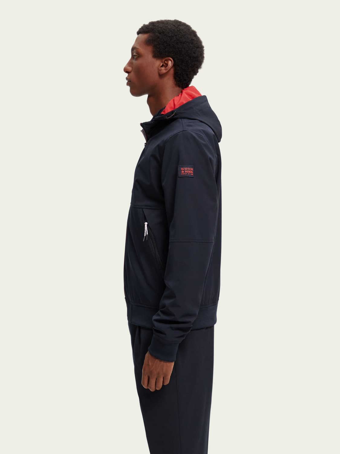 Stretch nylon hooded jacket