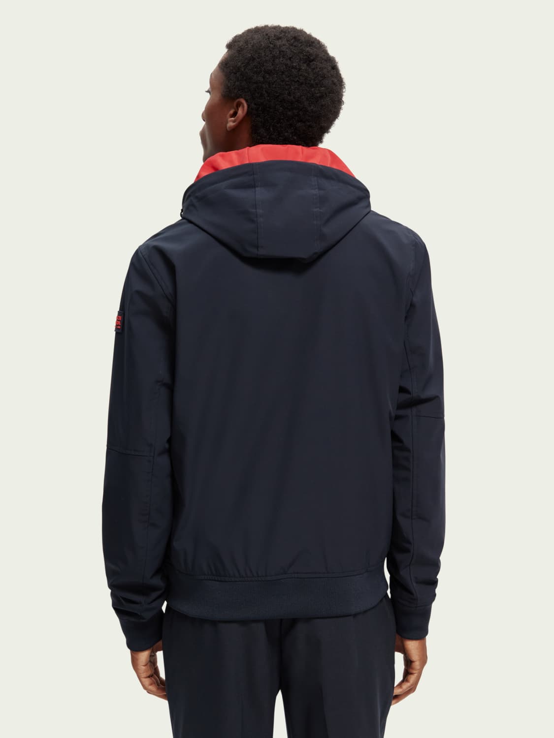 Stretch nylon hooded jacket