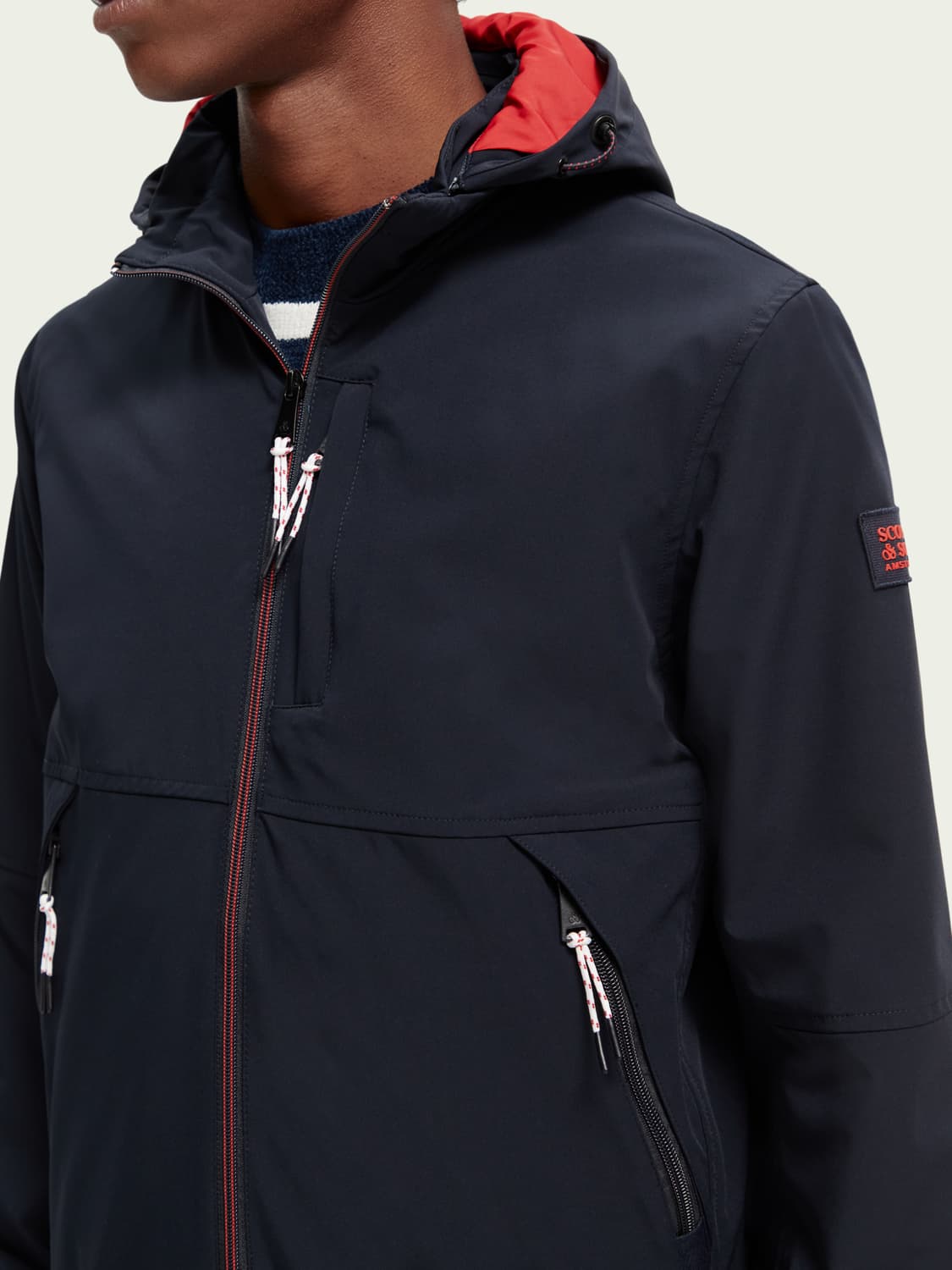 Stretch nylon hooded jacket