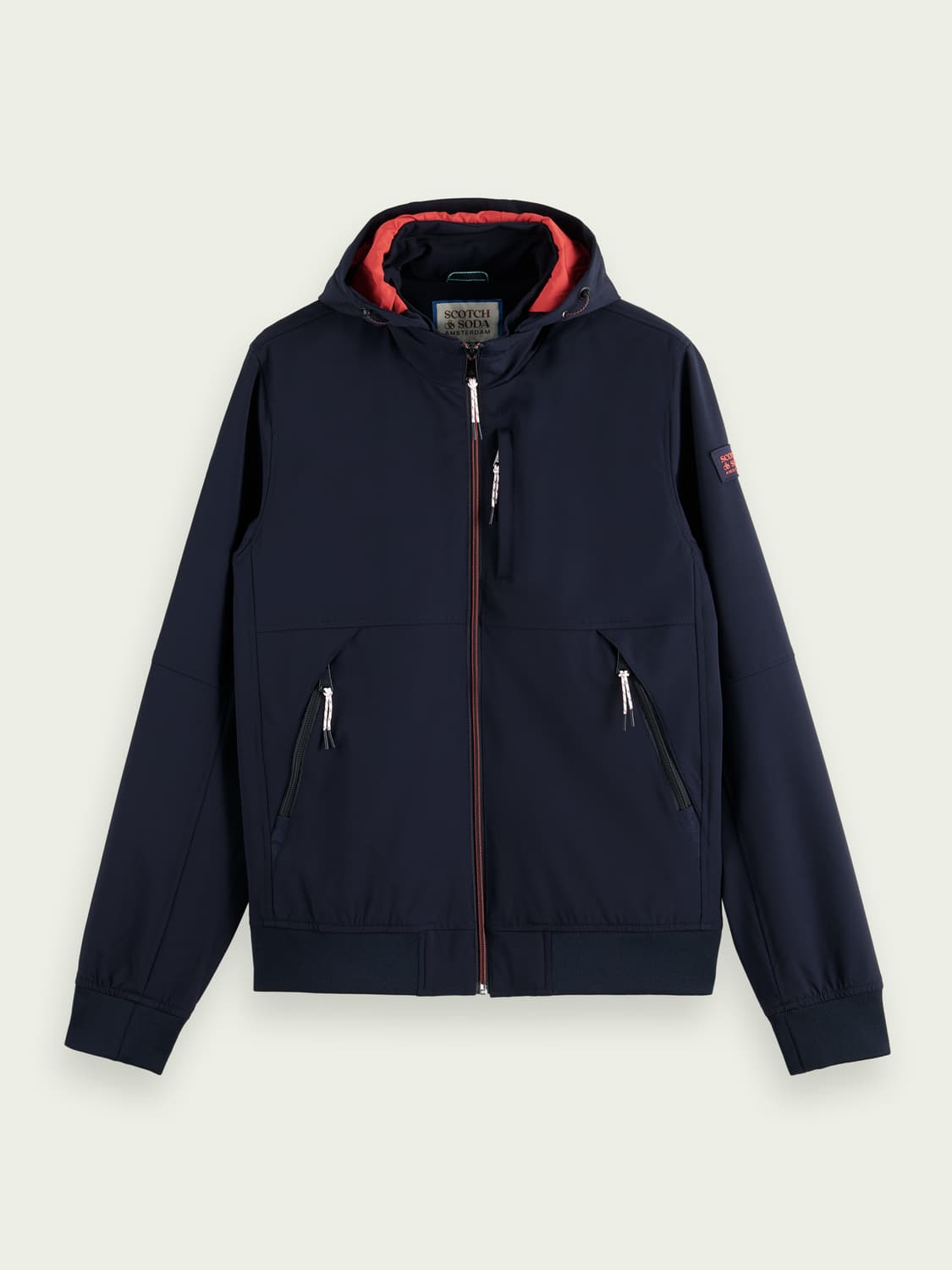 Stretch nylon hooded jacket
