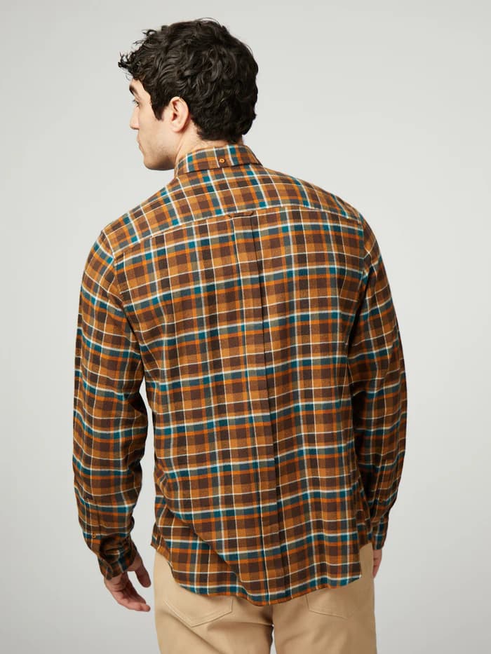 Brushed plaid check casual shi