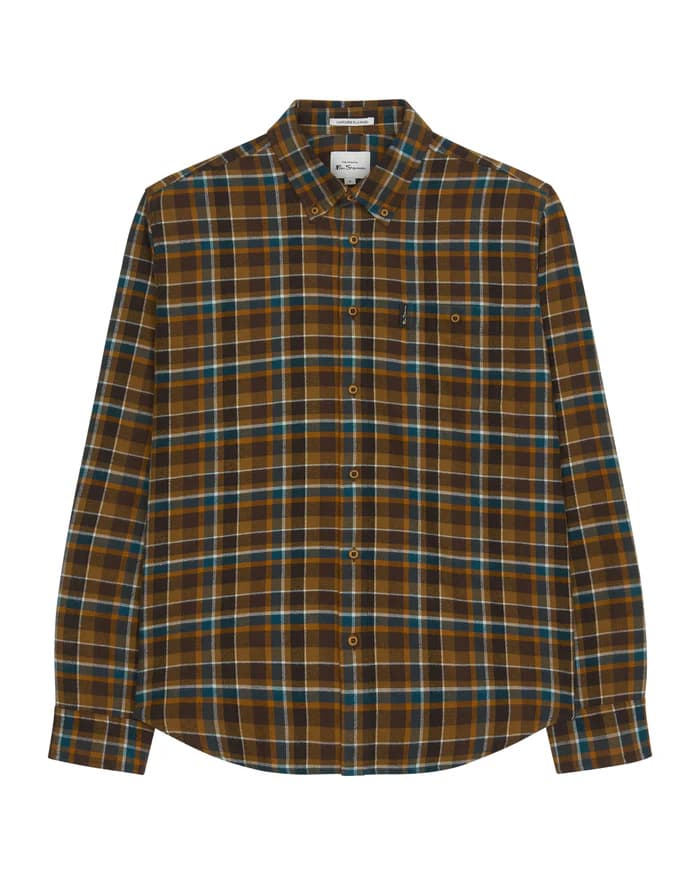 Brushed plaid check casual shi