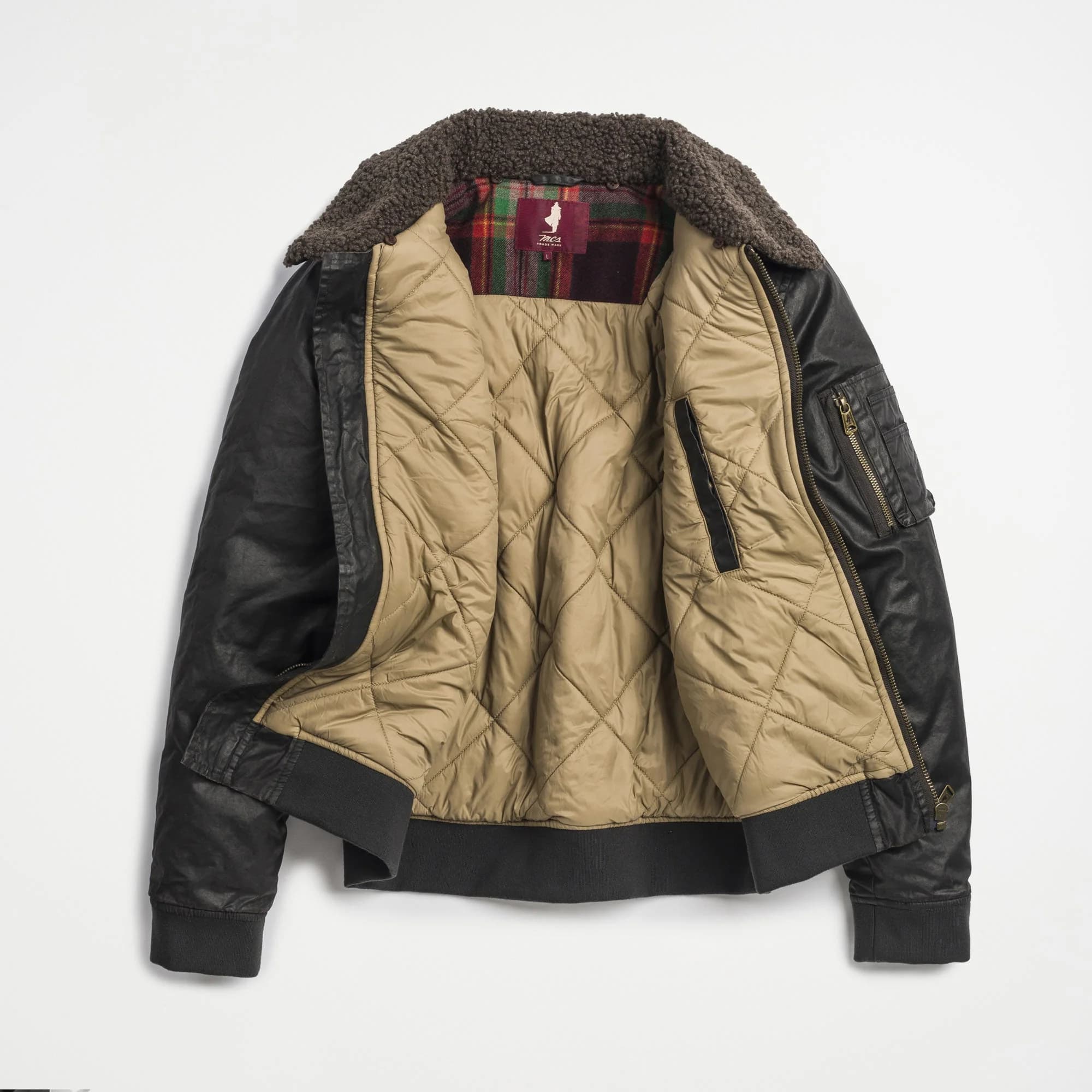 Waxed cotton bomber jacket