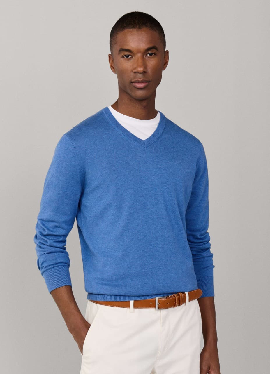 Cotton silk v-neck