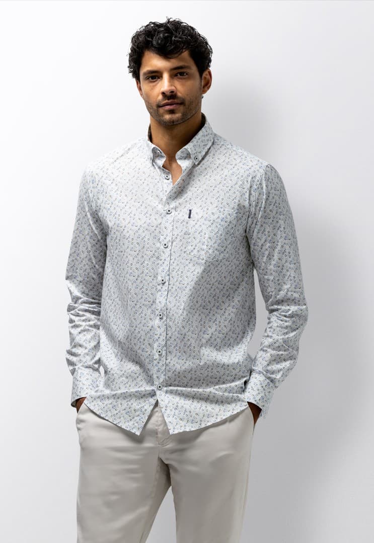 Poplin print ls bd
