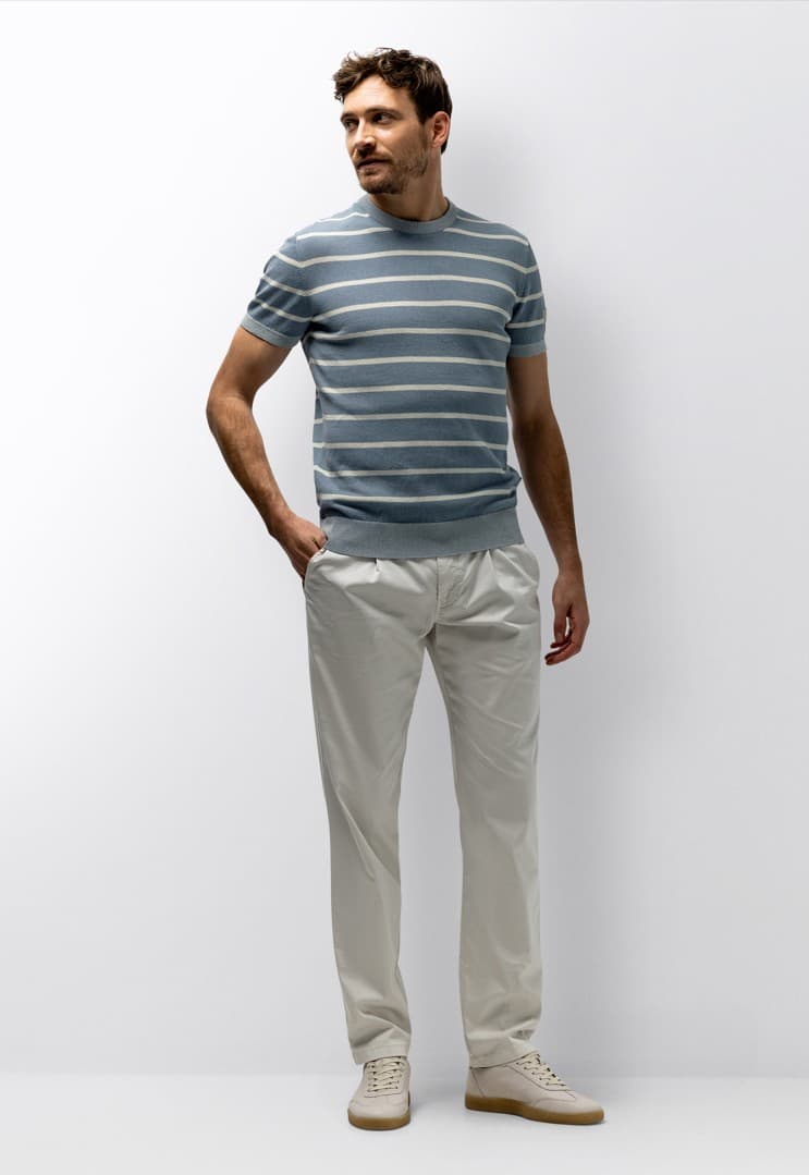 Knitted striped ss tee