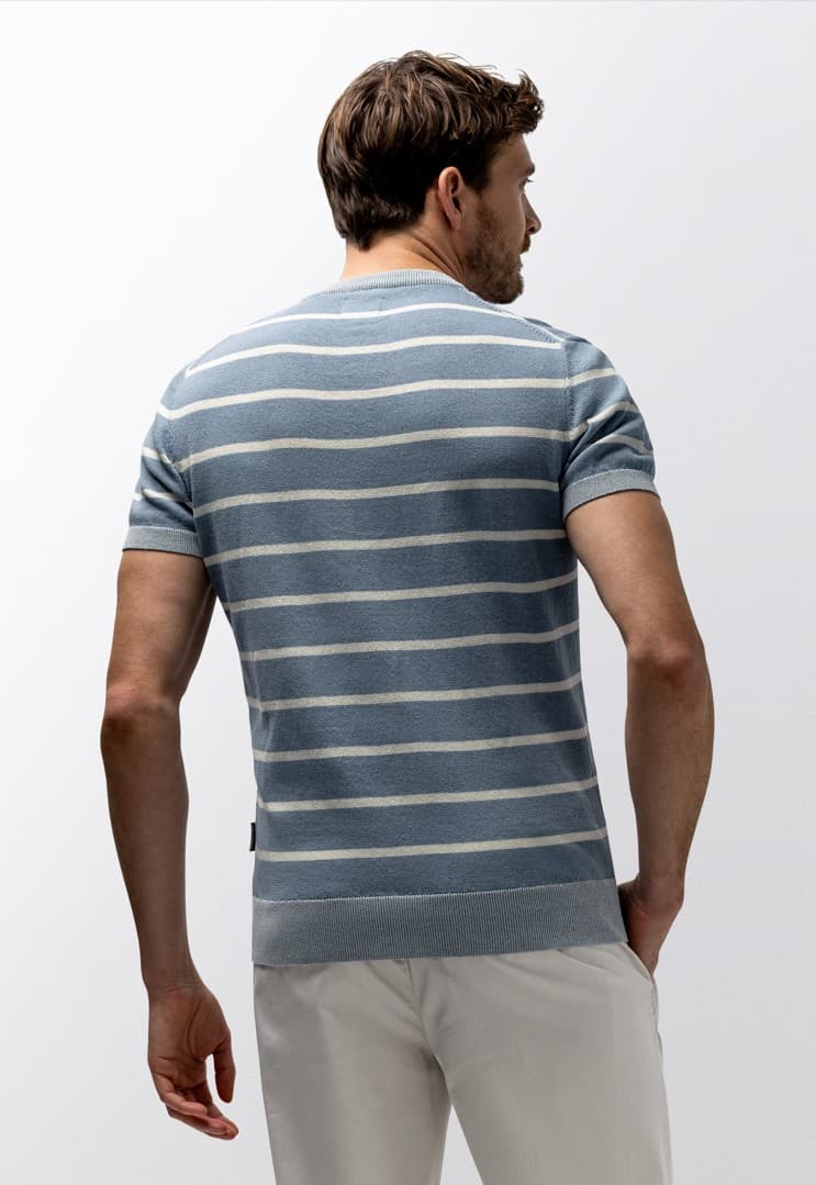 Knitted striped ss tee