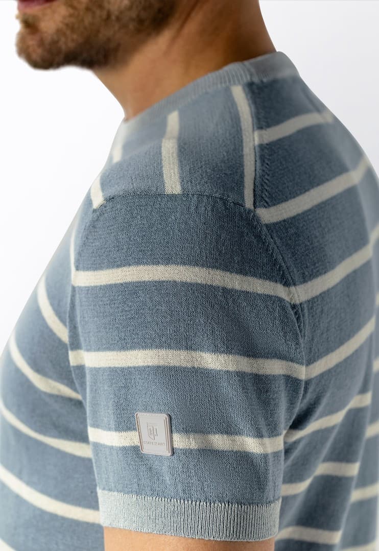 Knitted striped ss tee