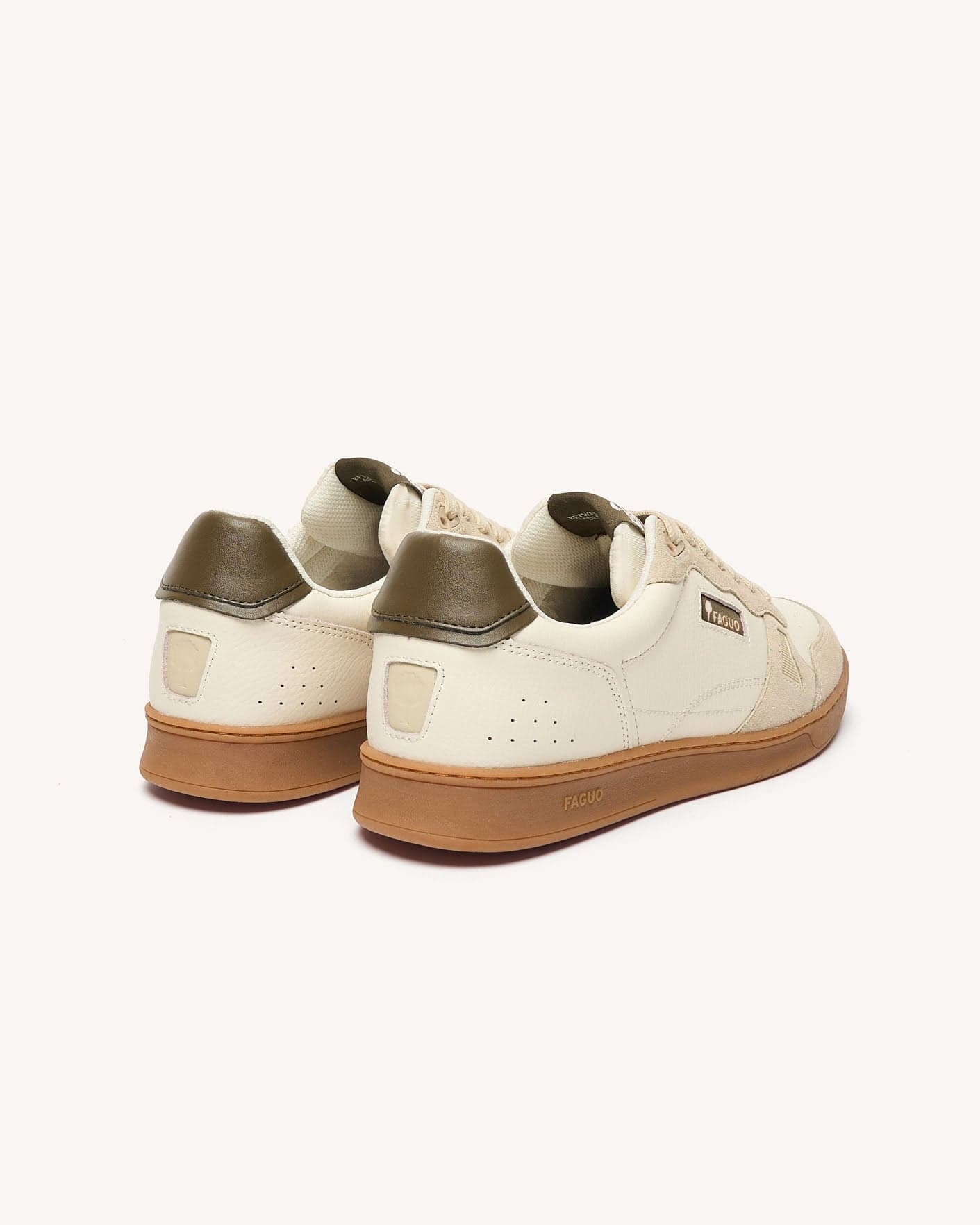 COMMUTE 1 sneakers van ecru-kaki leer