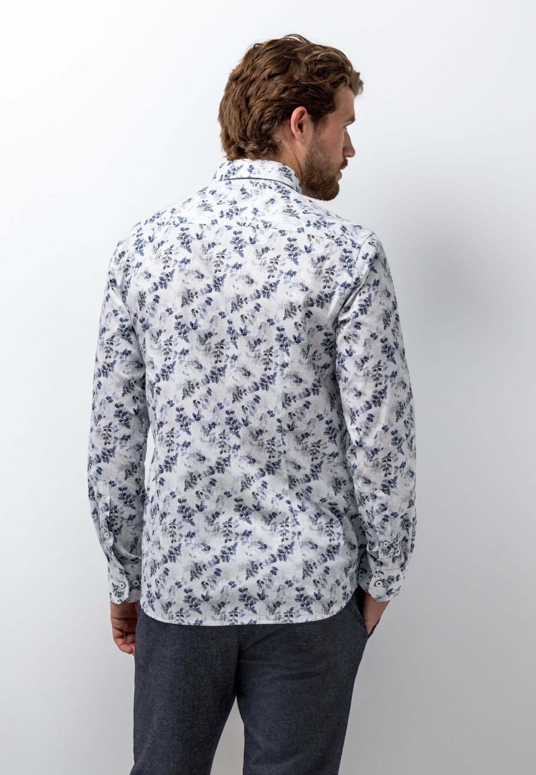 Overhemd met print en structuur 214-26217-5659