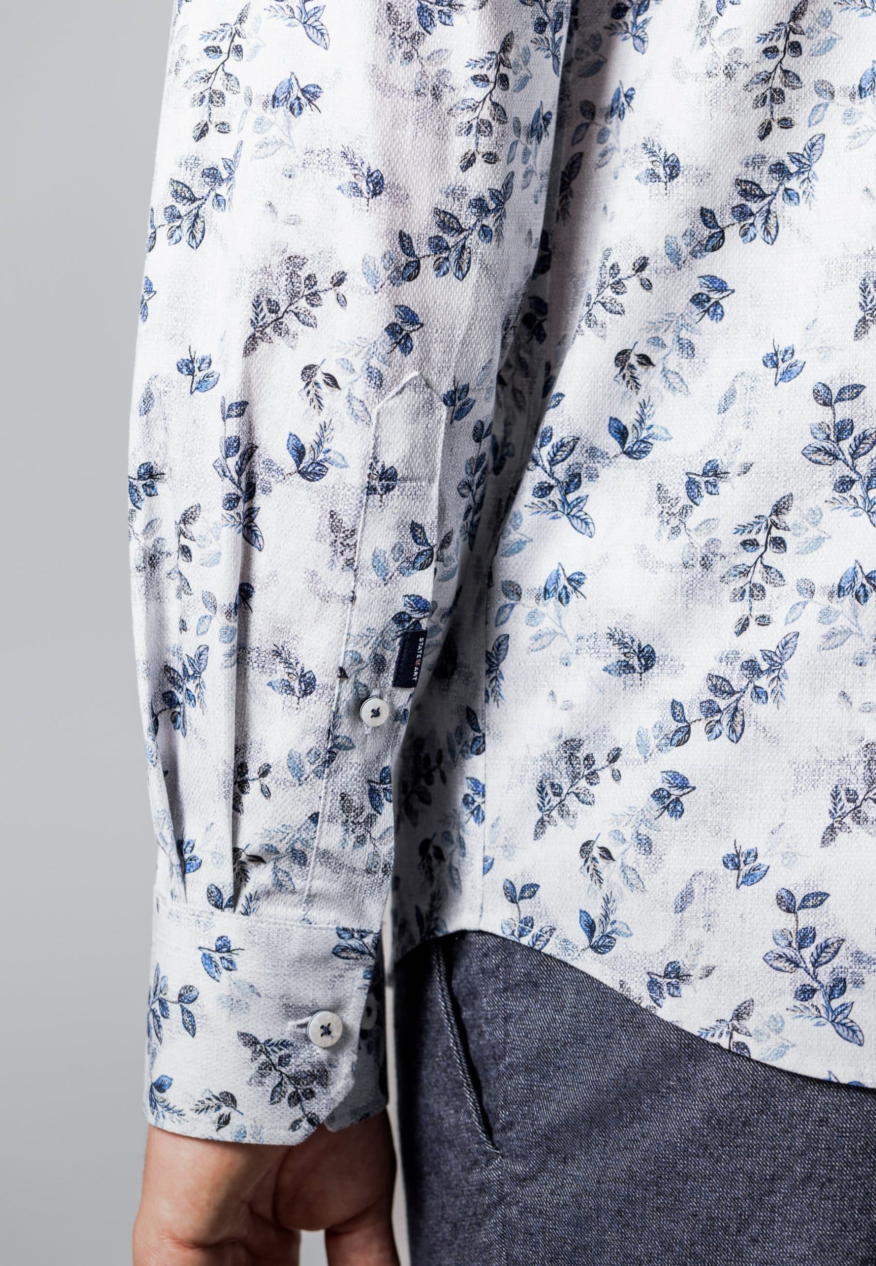 Overhemd met print en structuur 214-26217-5659