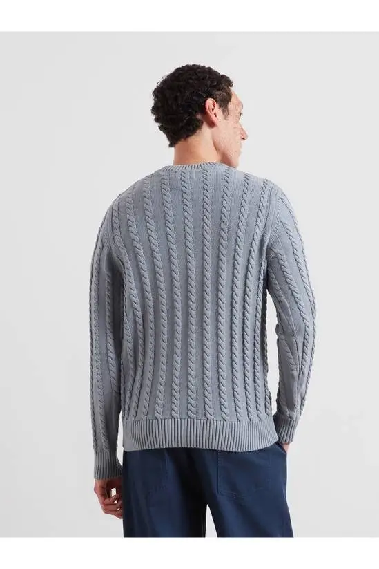 Farah Knight Cable Sweater Icelandic Blue