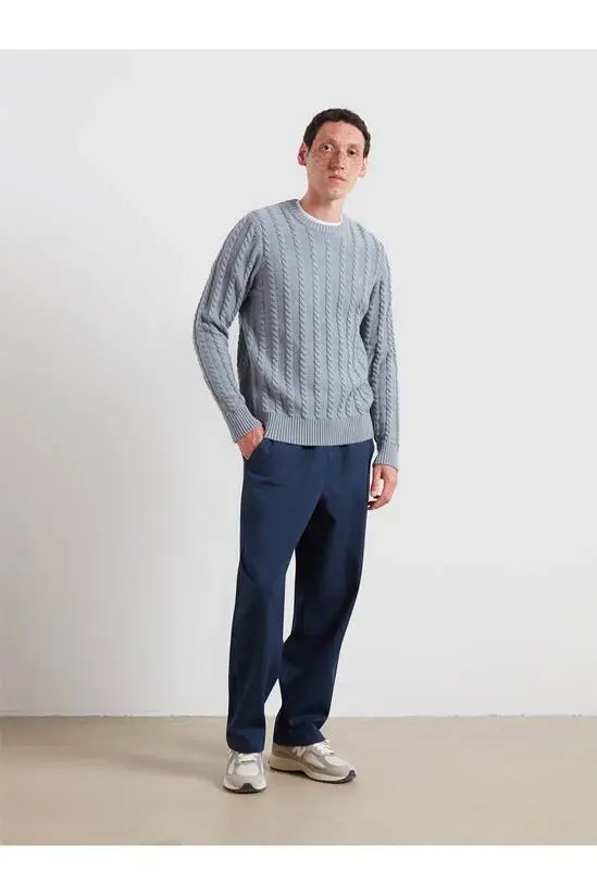 Farah Knight Cable Sweater Icelandic Blue