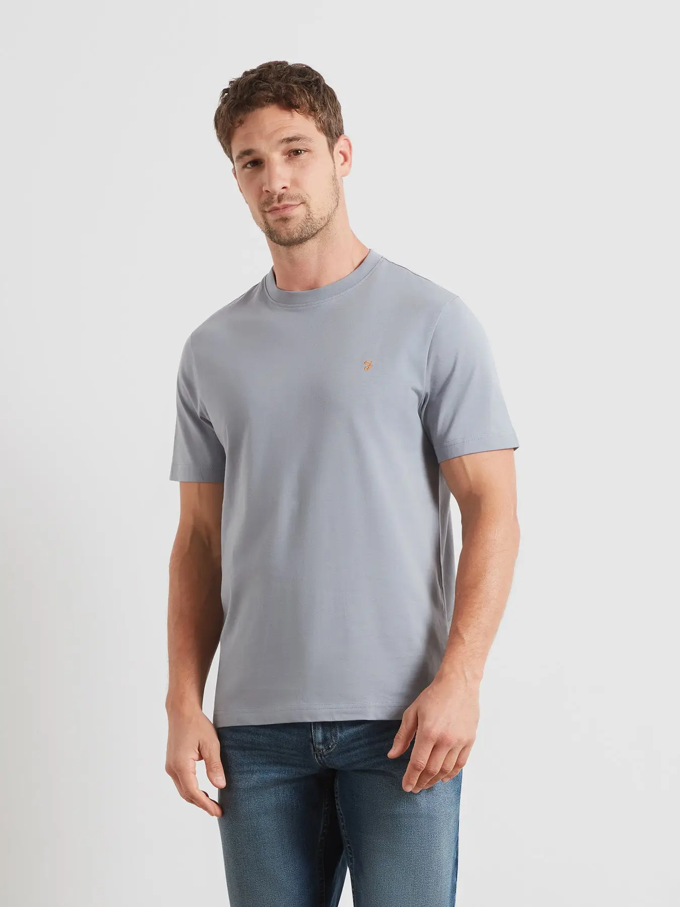 Farah Danny Regular Fit Organic Cotton T-Shirt in Icelandic Blue