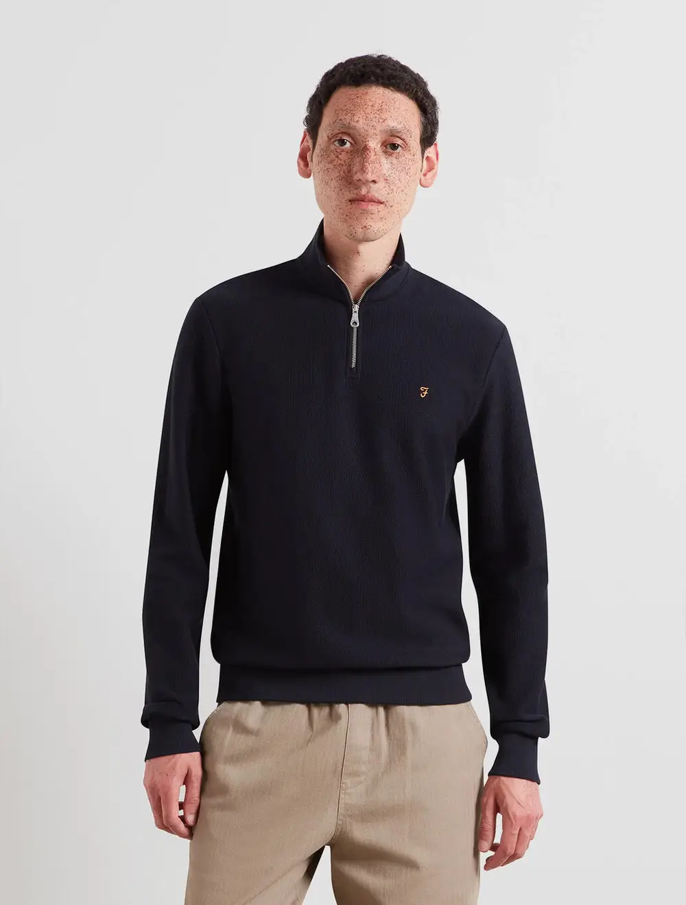 Farah Conrad Textured Quarter Zip Sweatshirt