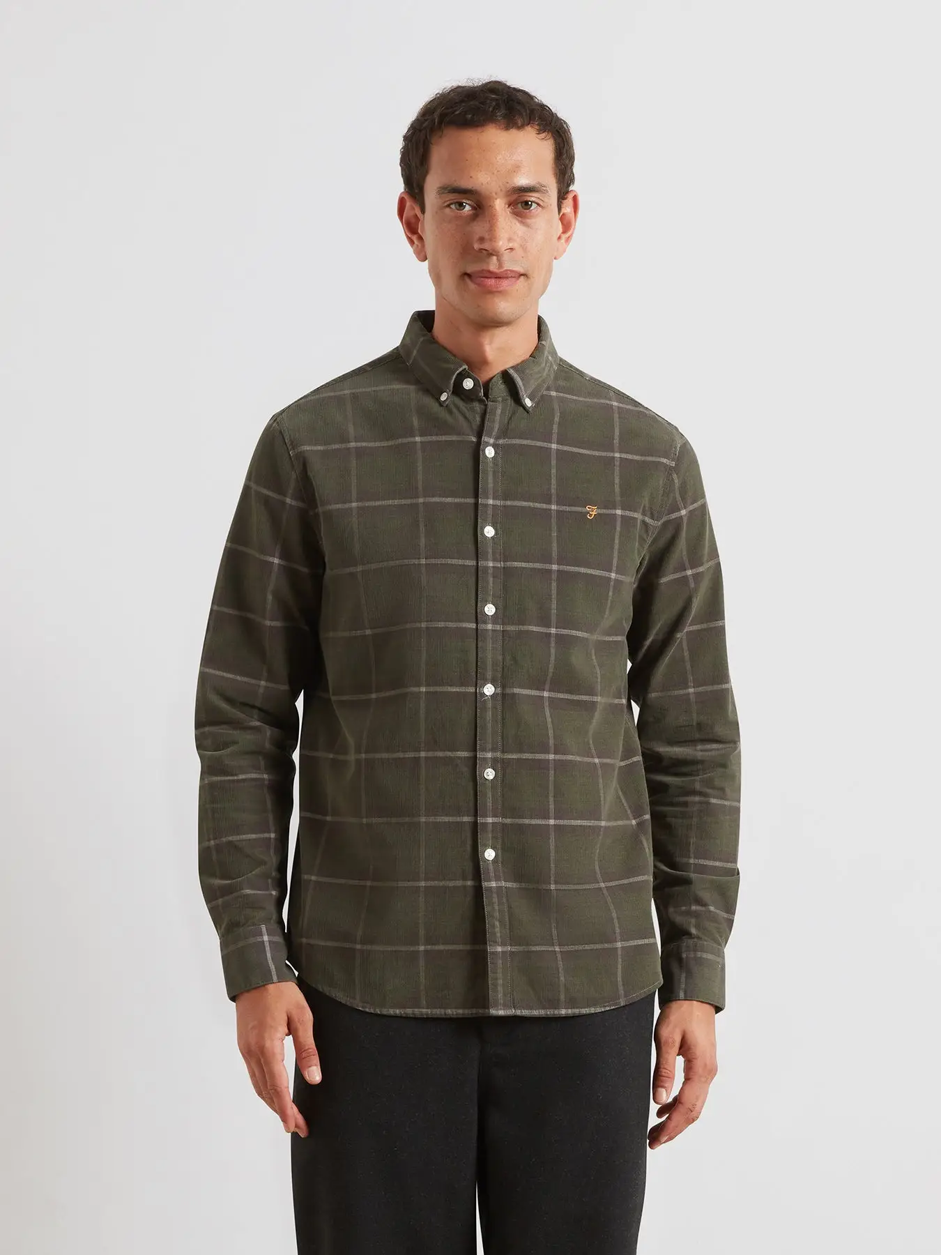 Maverick Regular Fit Check Cord Shirt In Rosemary