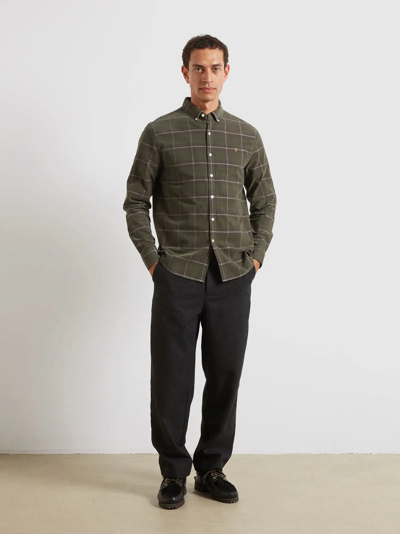 Maverick Regular Fit Check Cord Shirt In Rosemary