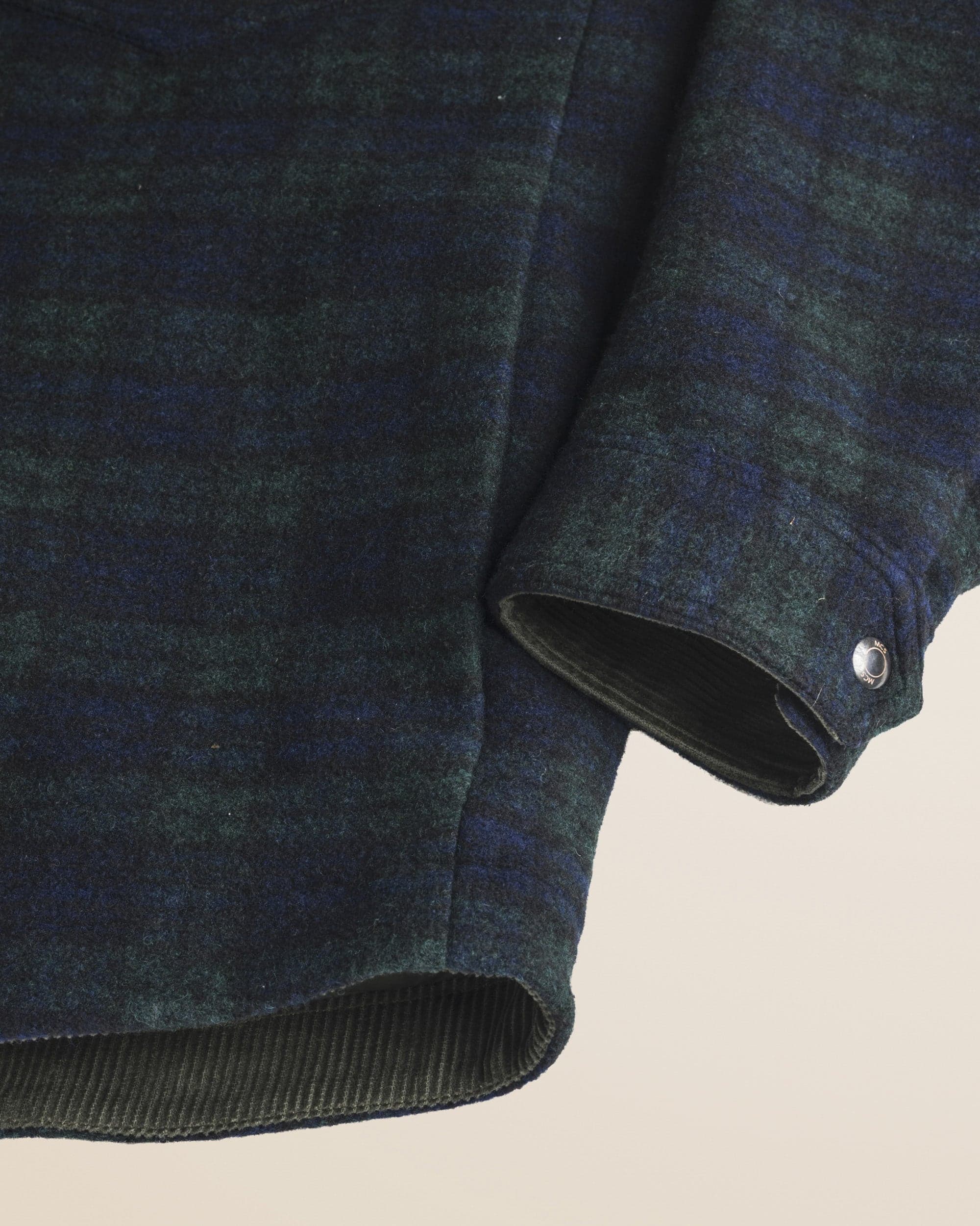 MCS Padded Melton Wool Check Peacoat - Black Watch Check