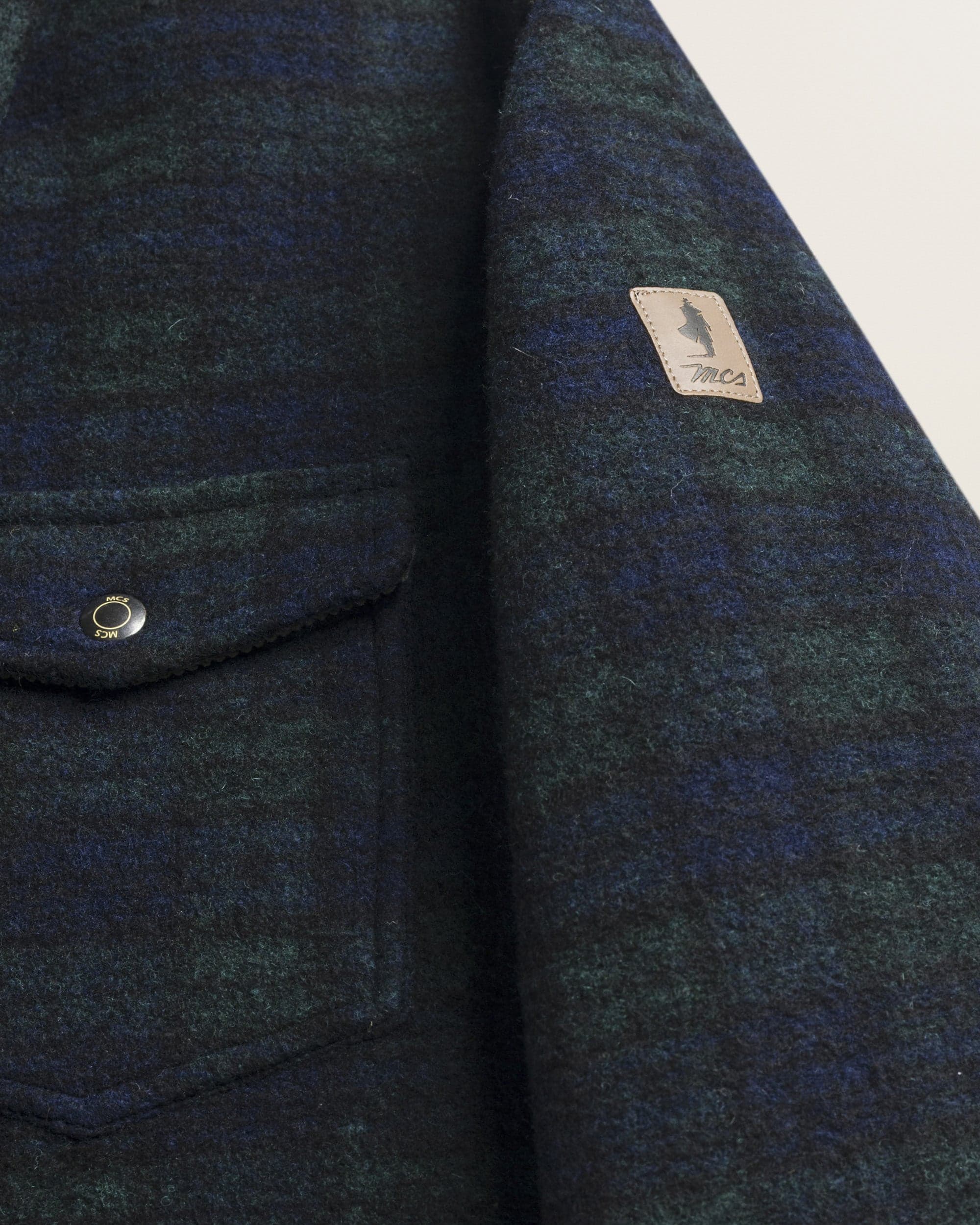 MCS Padded Melton Wool Check Peacoat - Black Watch Check