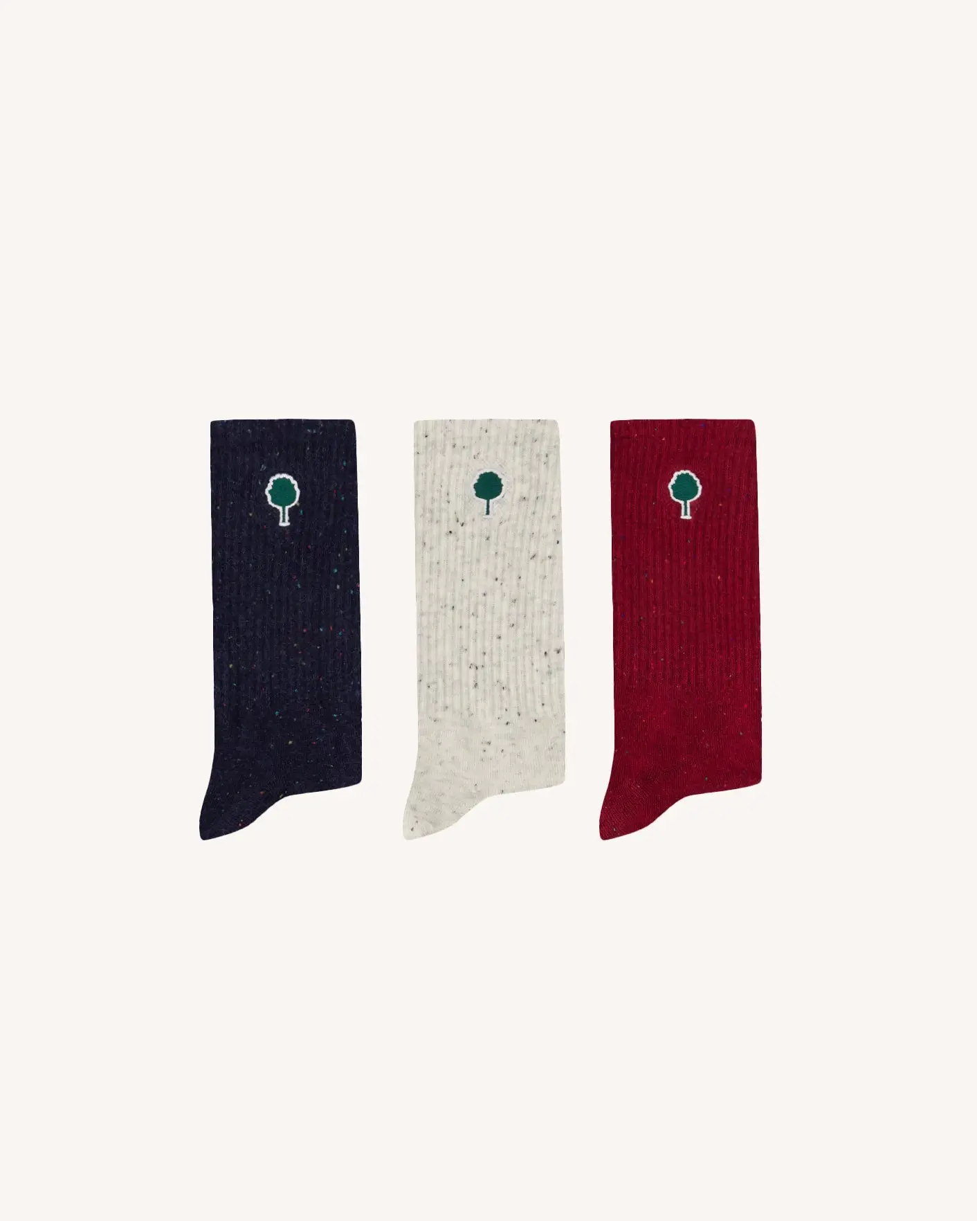 Set van 3 sportieve sokken, marineblauw-ecru-rood (SPORT SOCKS X3)