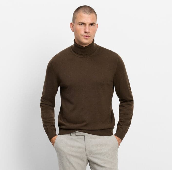 OLYMP Casual Strick Regular Fit Rollkragen — Brun-Noir