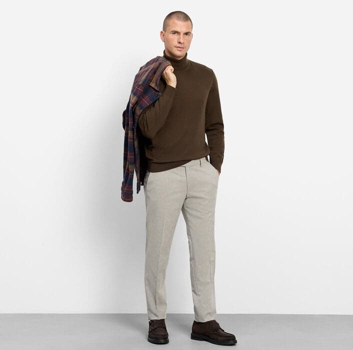 OLYMP Casual Strick Regular Fit Rollkragen — Brun-Noir