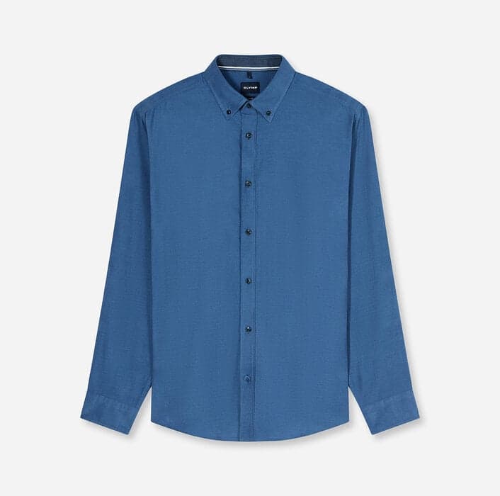 OLYMP Casual fine-cord shirt, Regular Fit, button-down, blue