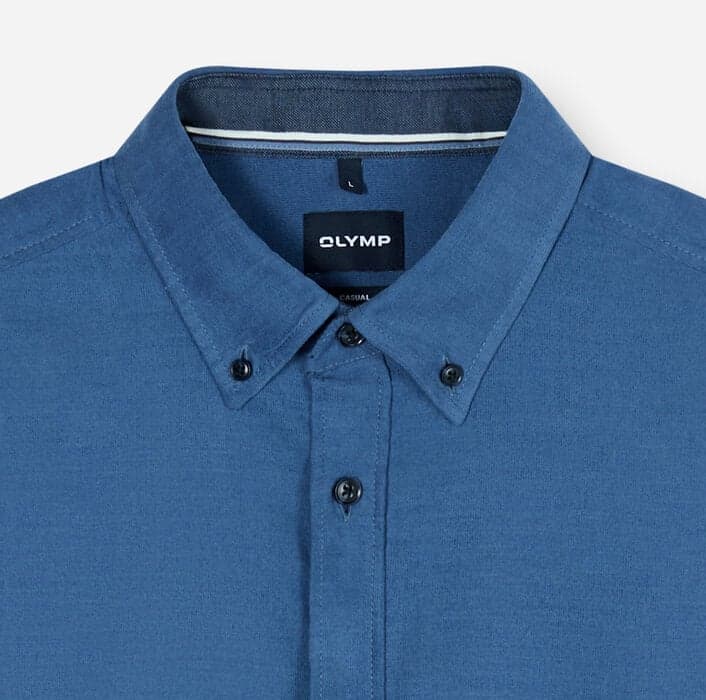 OLYMP Casual fine-cord shirt, Regular Fit, button-down, blue