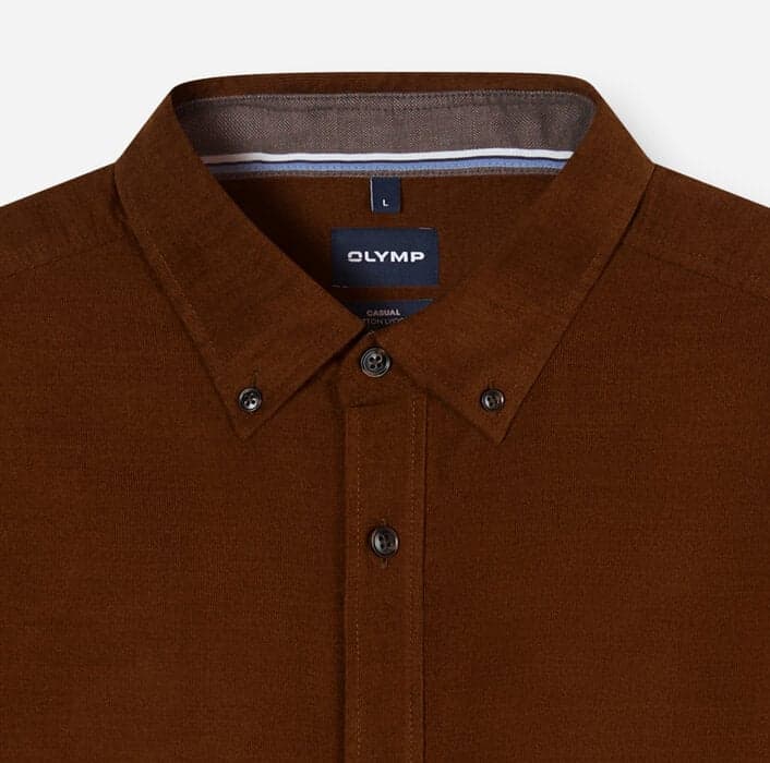 OLYMP Casual fijncord overhemd Caramel