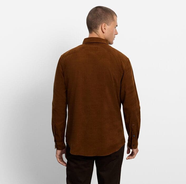 OLYMP Casual fijncord overhemd Caramel