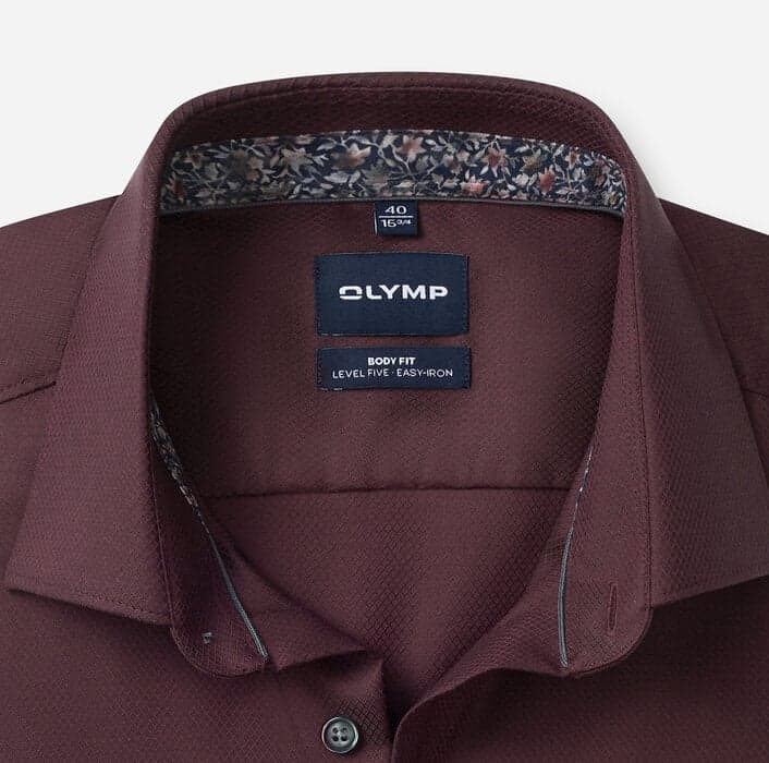 OLYMP Level Five Body Fit Kent Shirt, Bordeaux