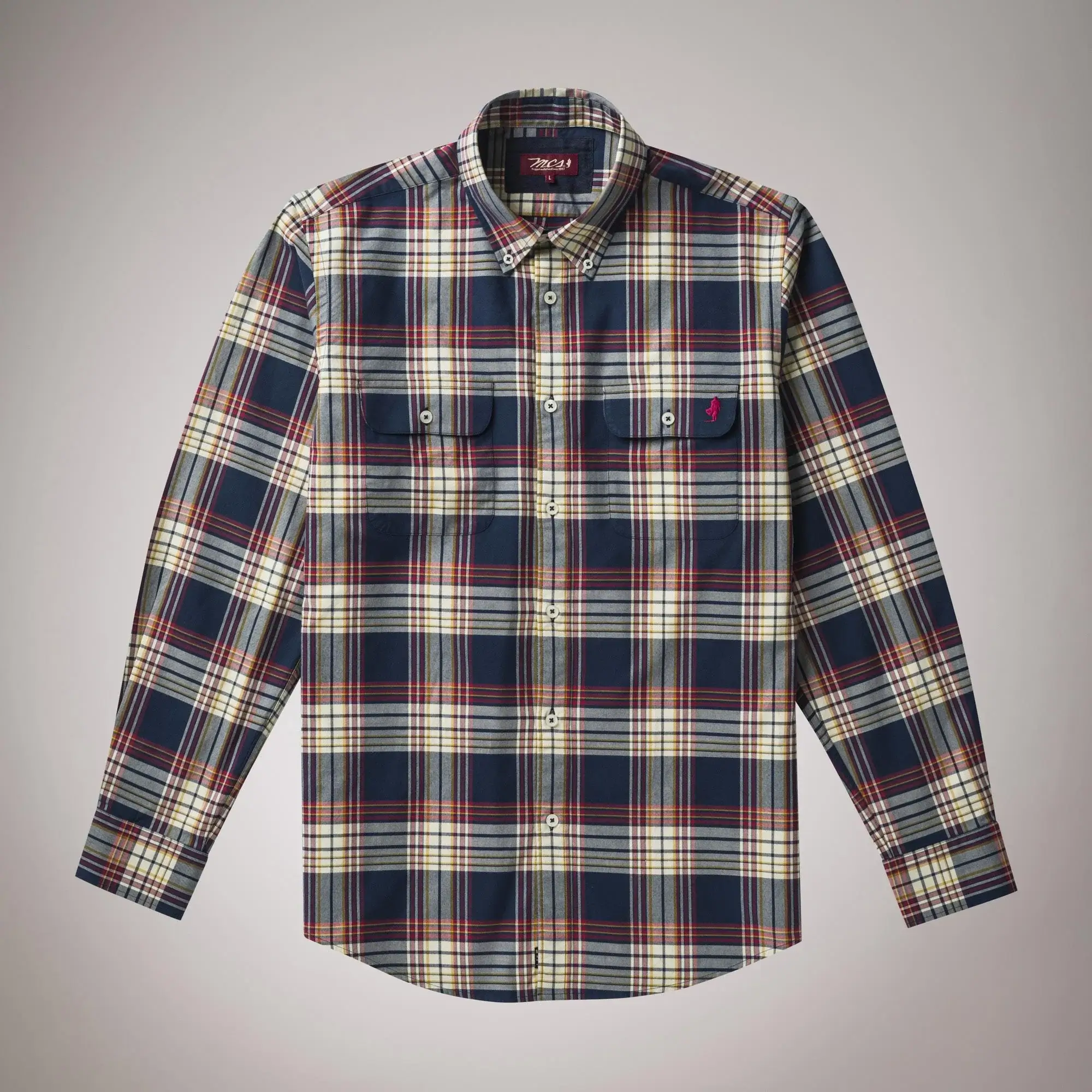Check shirt with patches