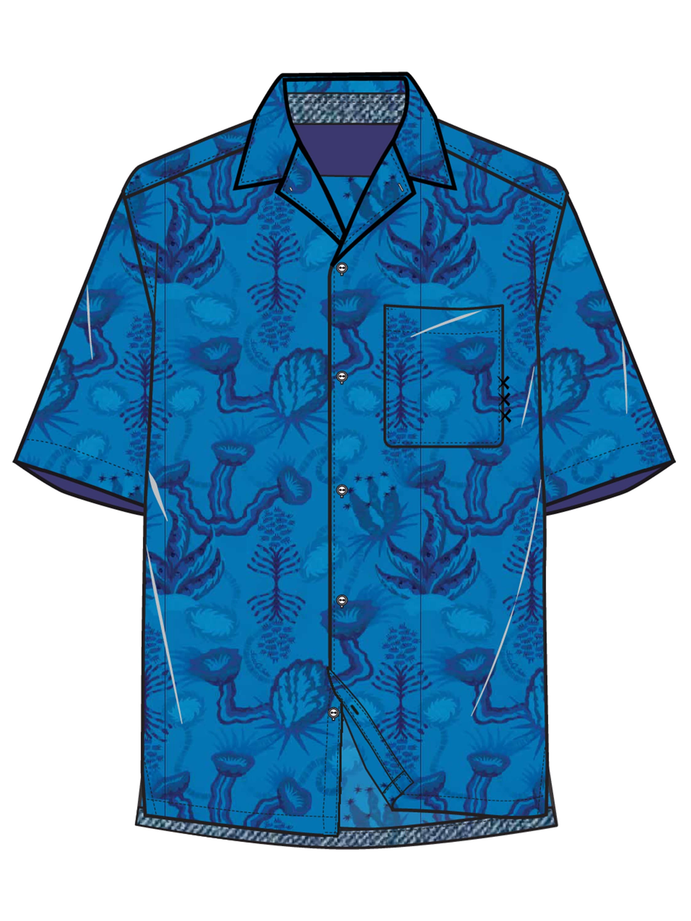 Printed chambray ss