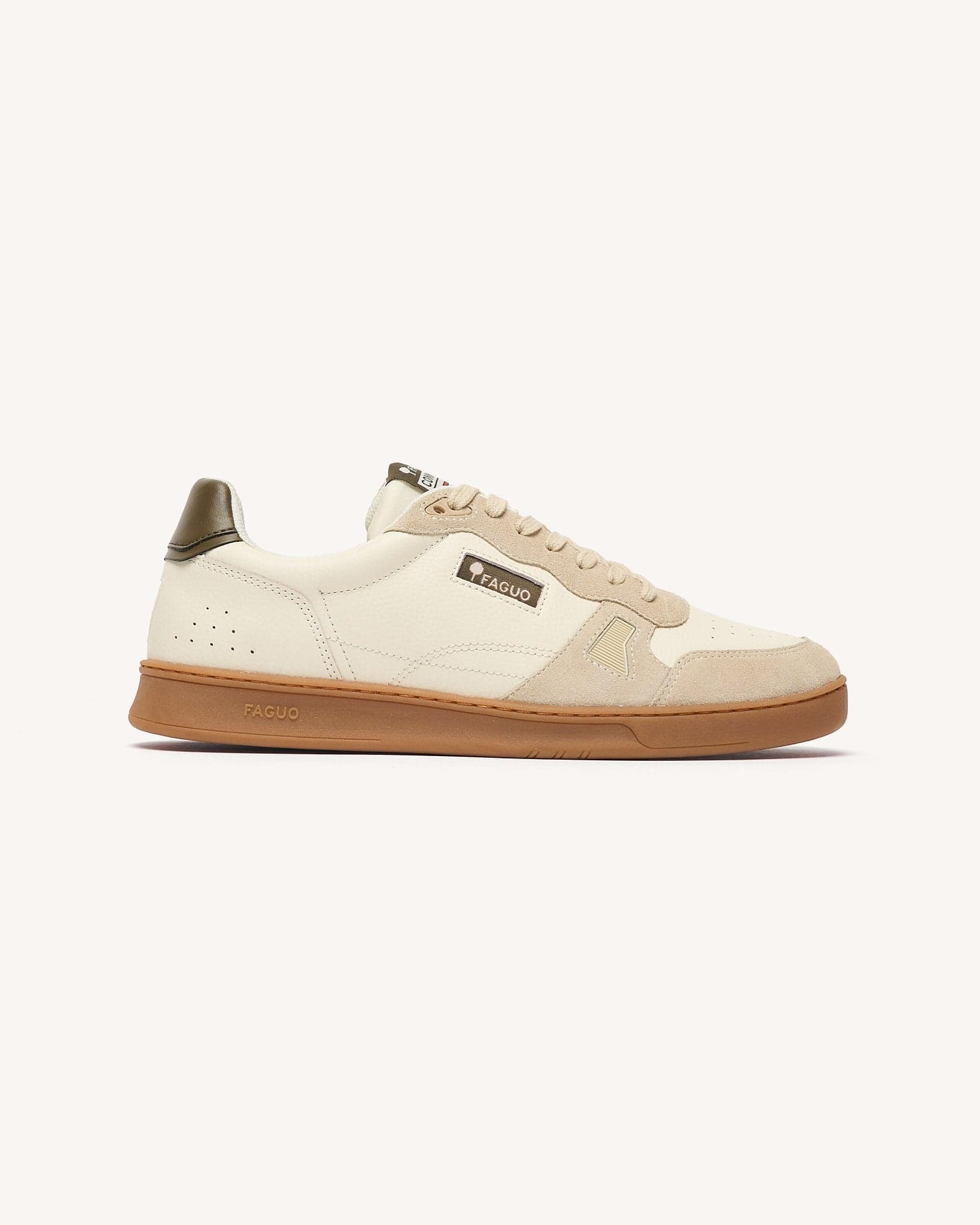COMMUTE 1 sneakers van ecru-kaki leer