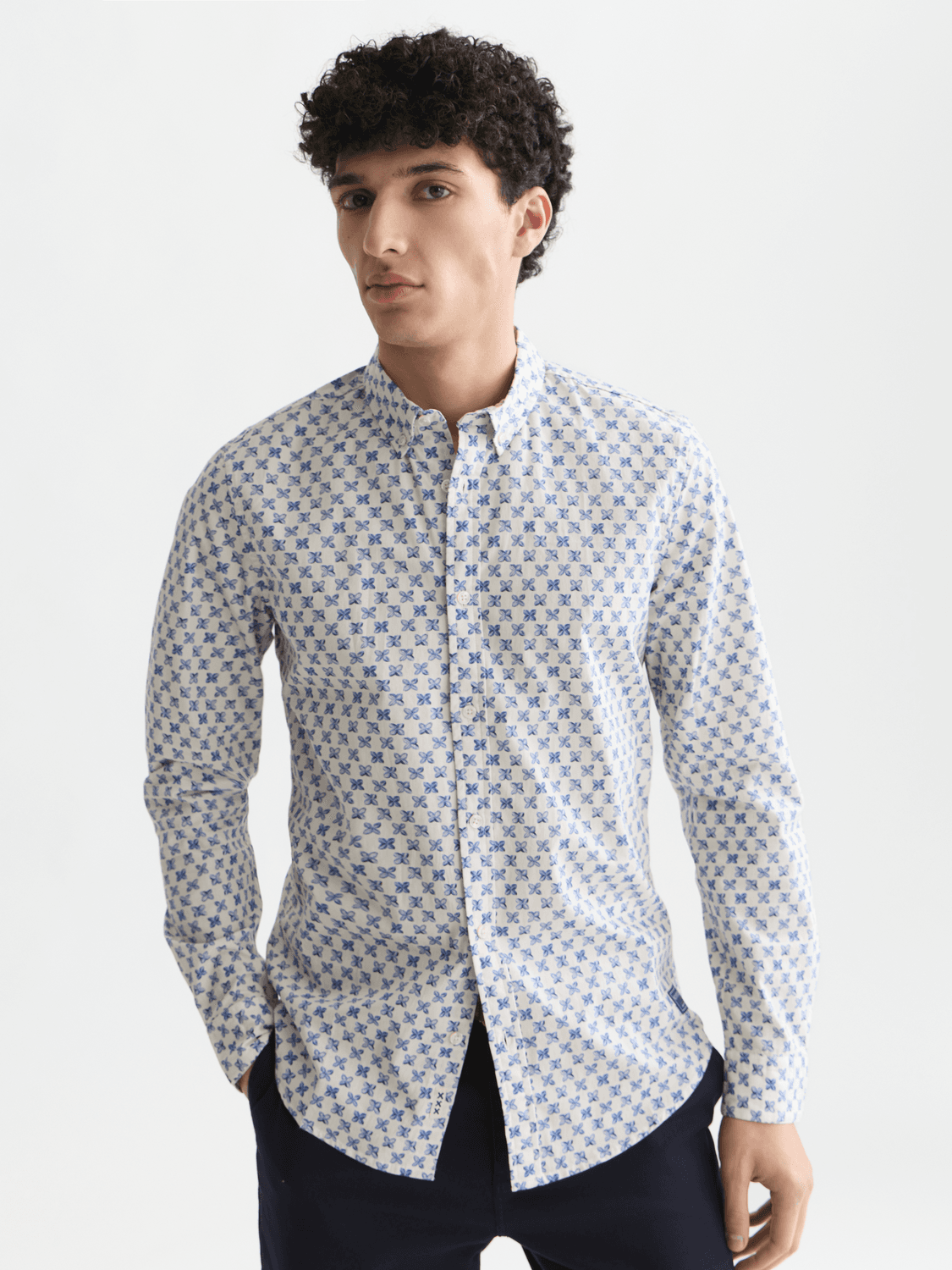 MICRO-PRINTED SLIM-FIT SHIRT