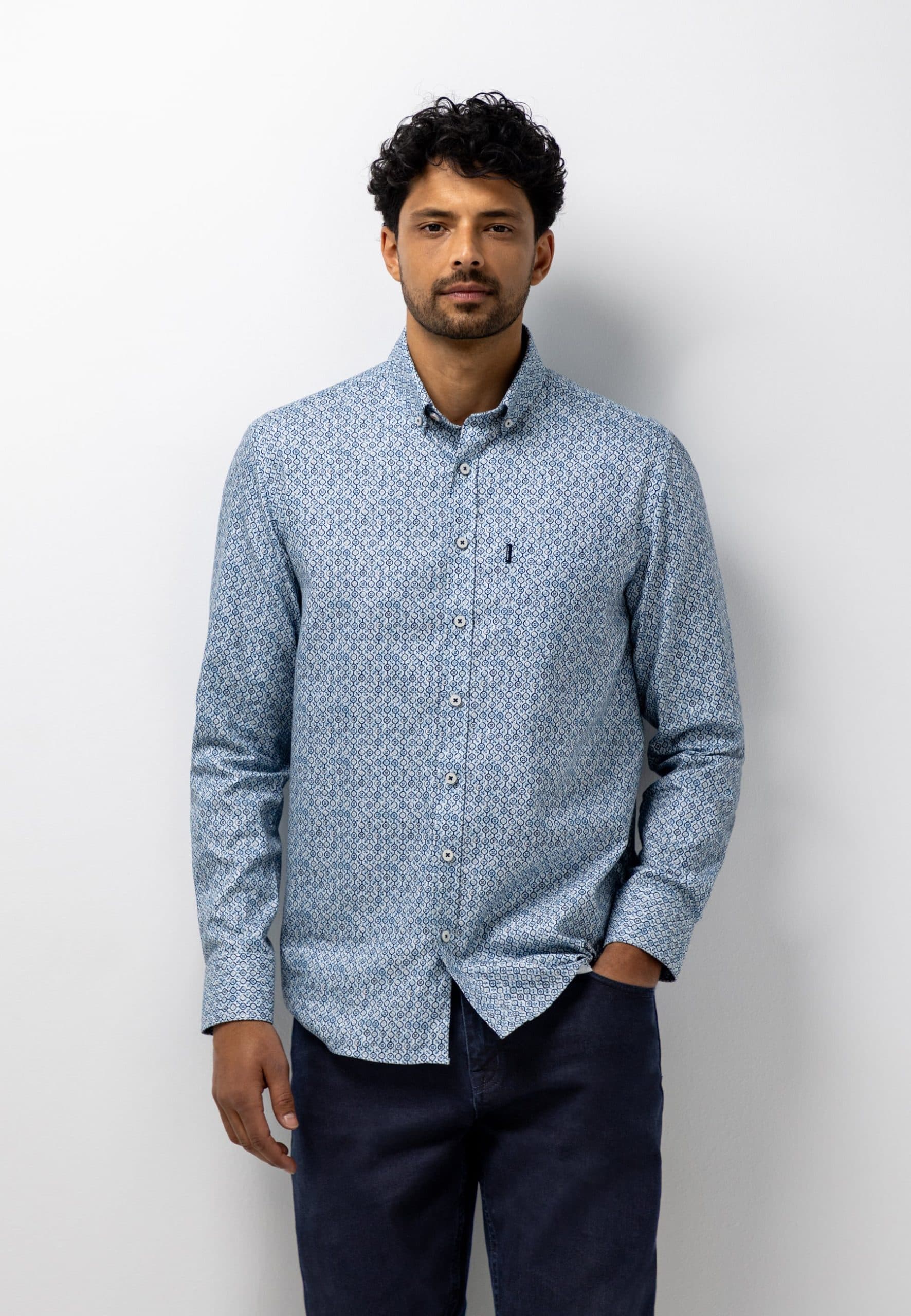 Overhemd met geometrische print 214-26218-5659