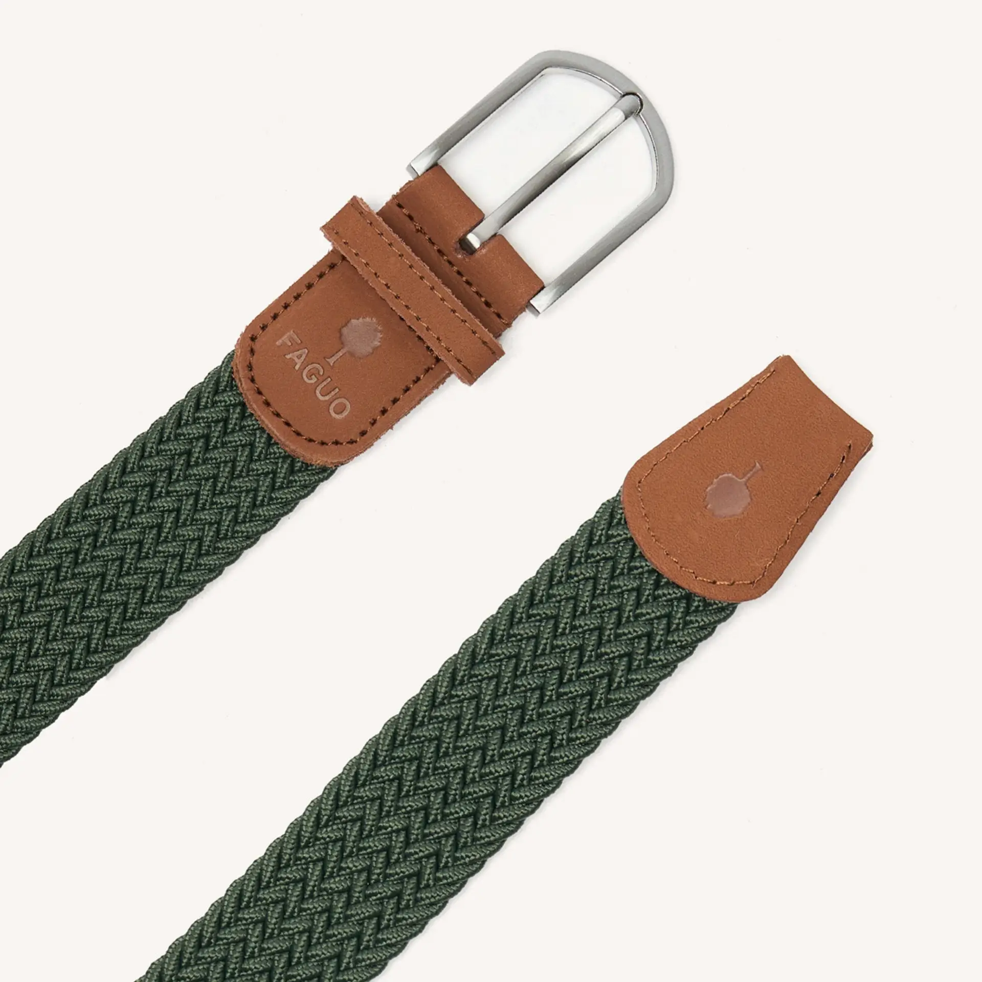 Gevlochten riem BELT, kaki en camel