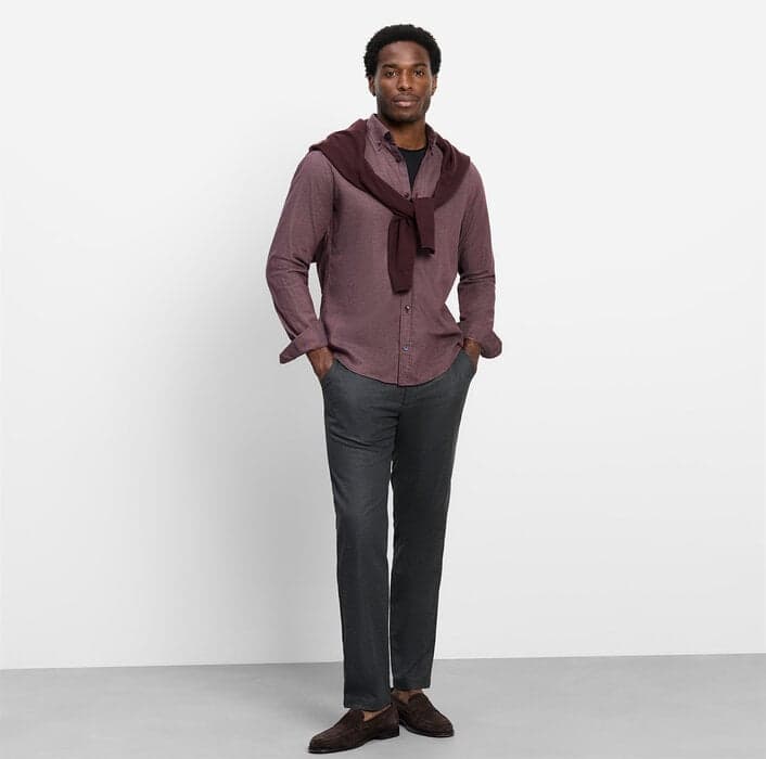 OLYMP Casual shirt, Regular Fit, button-down, Bordeaux