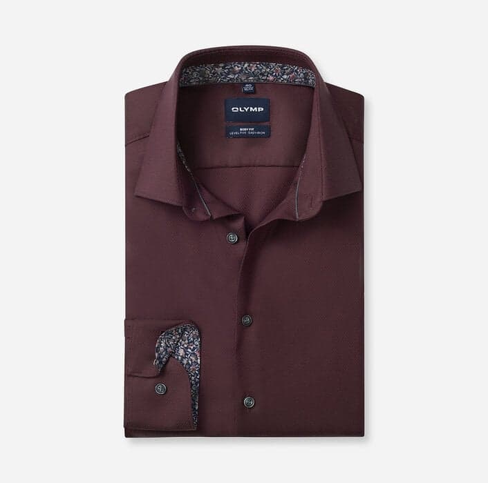 OLYMP Level Five Body Fit Kent Shirt, Bordeaux