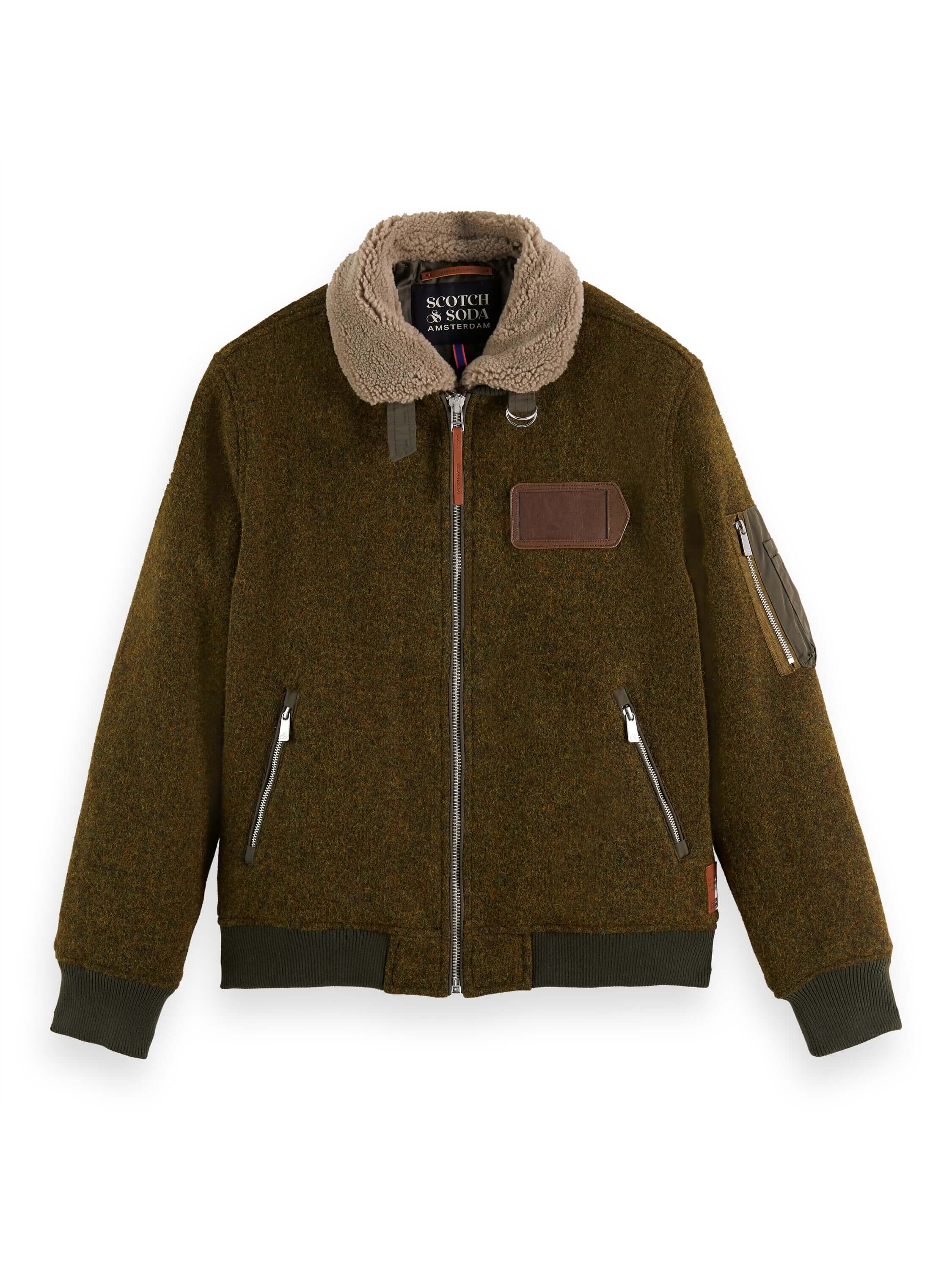 Wool blend aviator jacket
