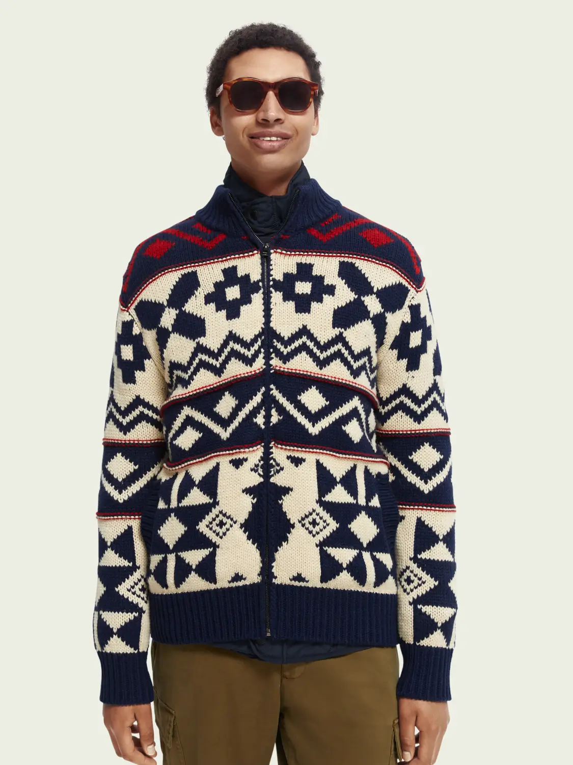 Chuncky wool-blend zip cardiga