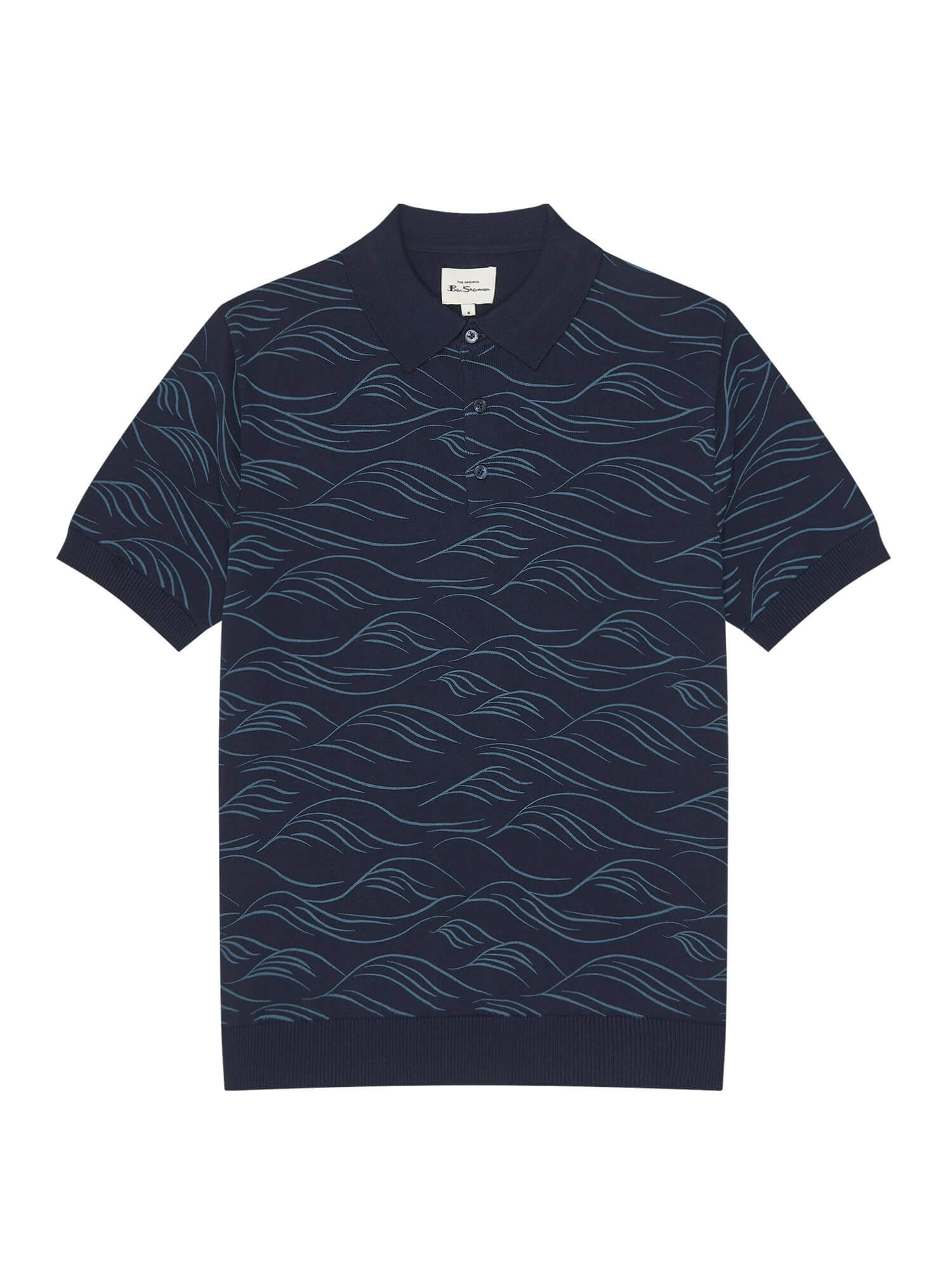 Wave print polo