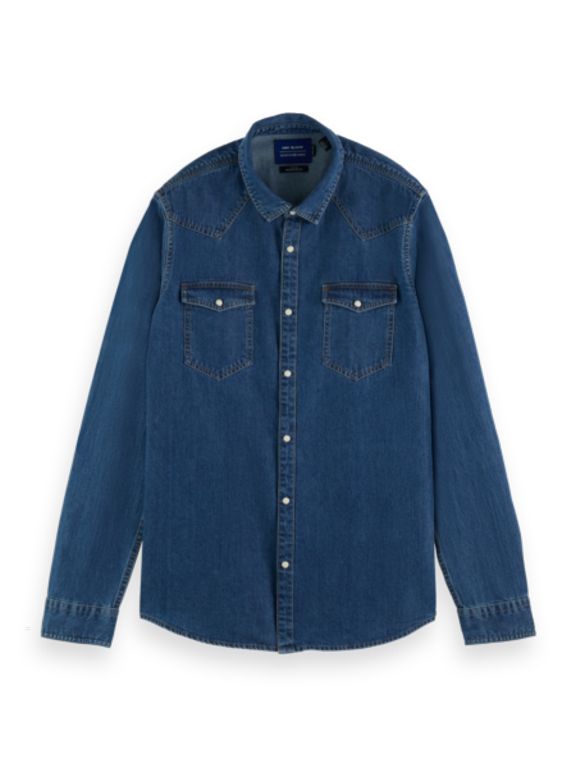 Blauw classic western shirt