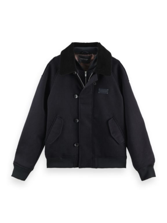 Wool-blend aviator jacket