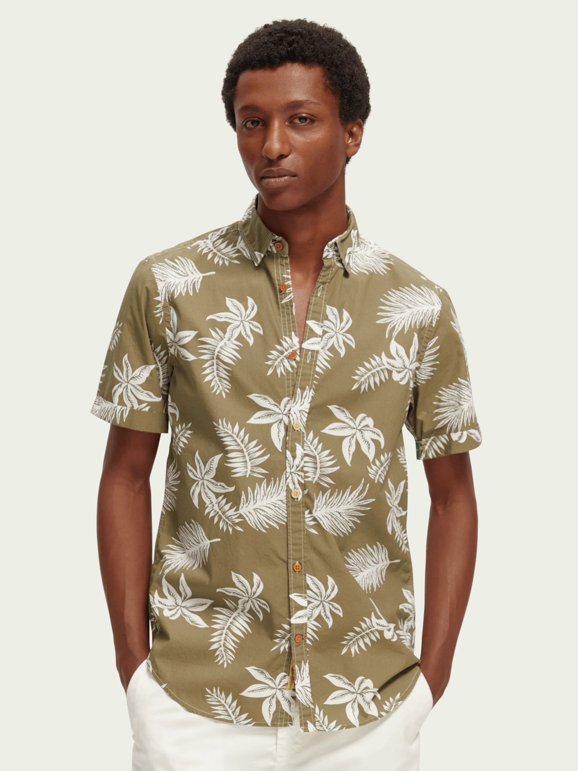 Printed washed poplin shirt