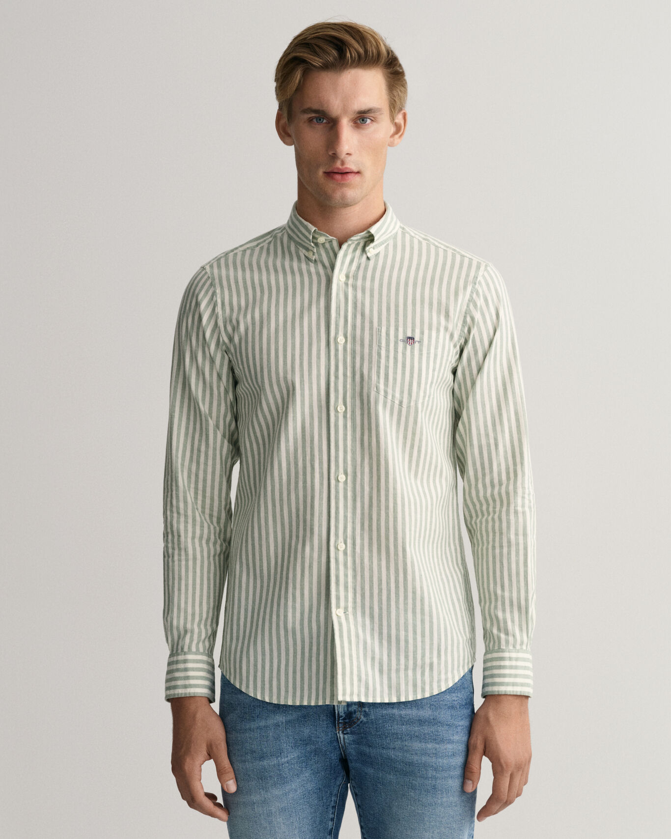 Reg cotton linnen stripe shirt