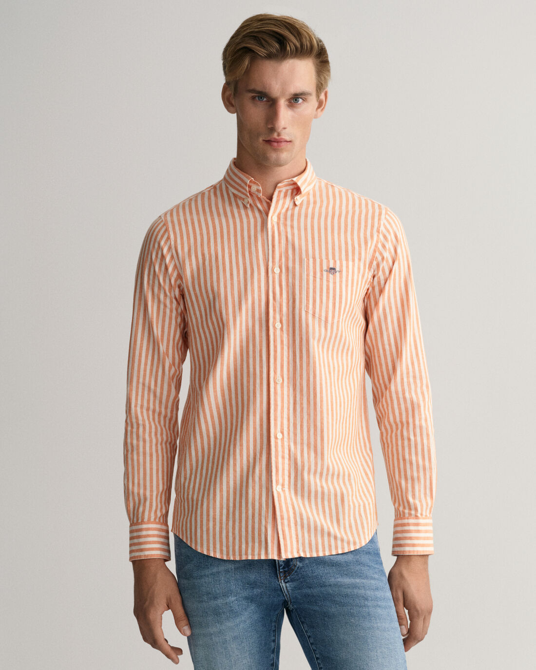 Reg cotton linnen stripe shirt