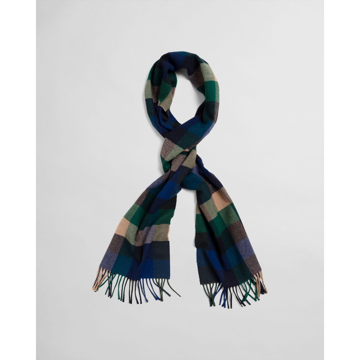 Multi check wool scarf